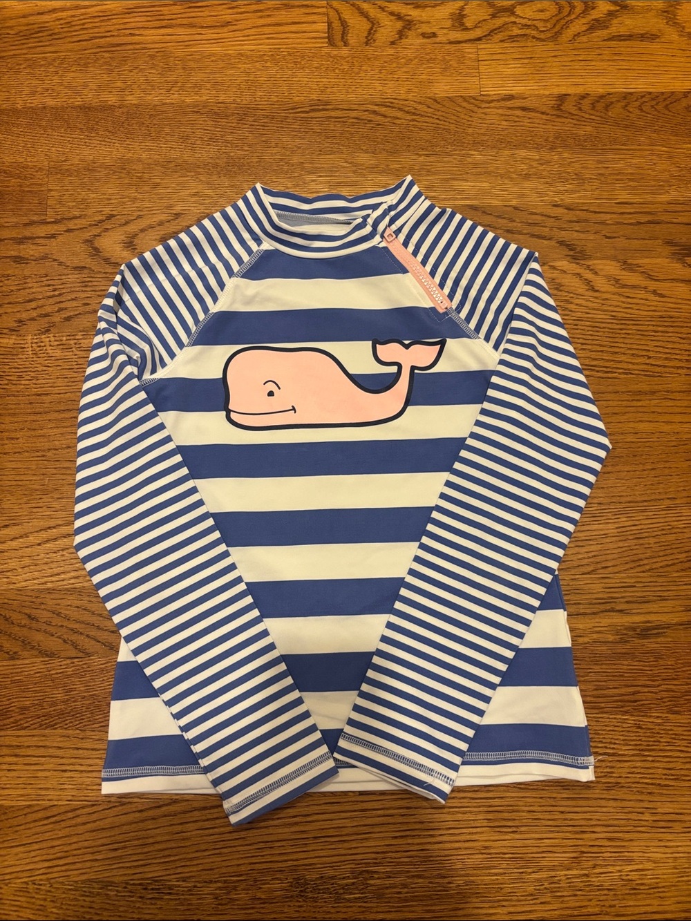 Vineyard Vines Blue, White & Pink Striped Kids Rashguard